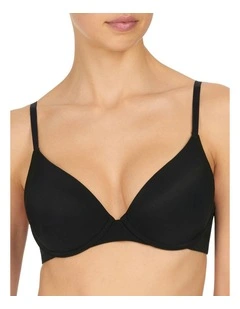 Minimal Wired V-Neck Push Up Bra in Black