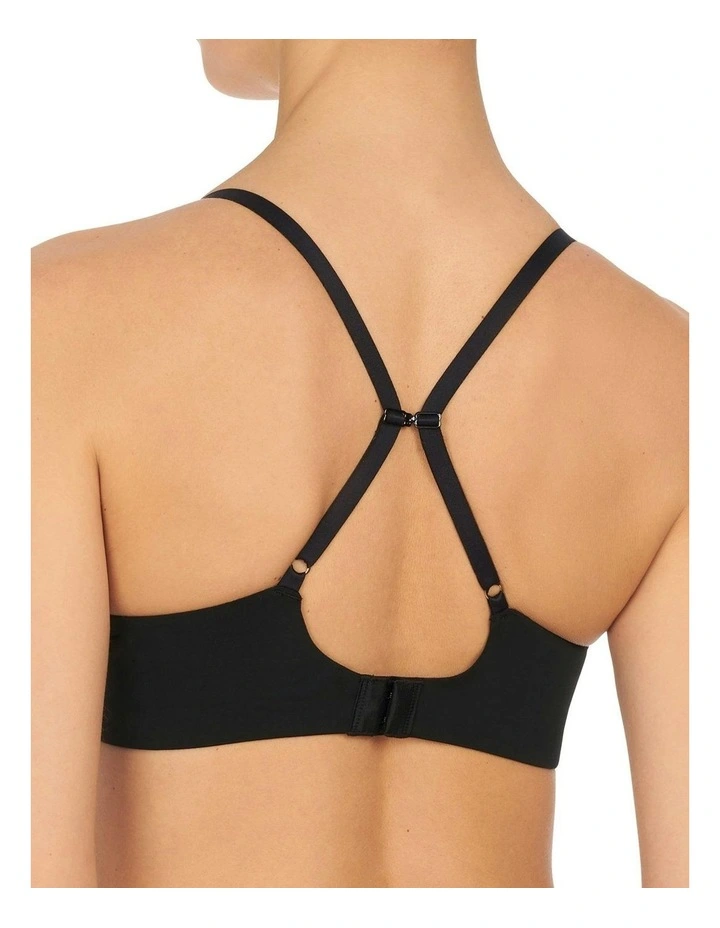 Minimal Wired V-Neck Push Up Bra in Black image 2