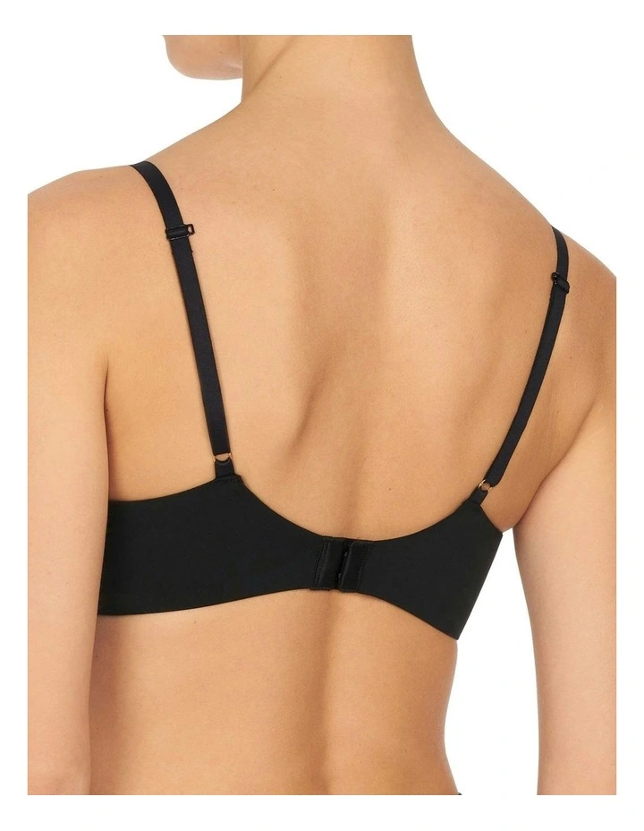 Minimal Wired V-Neck Push Up Bra in Black image 3