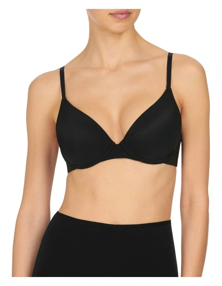 Minimal Wired V-Neck Push Up Bra in Black image 4