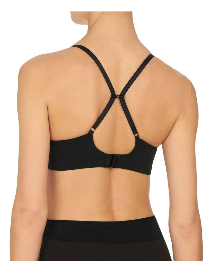 Minimal Wired V-Neck Push Up Bra in Black image 5