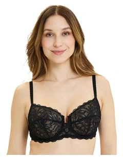 Suzan Wired Unlined Full Cup Lace Bra in Black