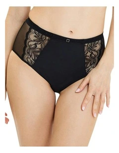 Suzan Lace & Microfiber High Waist Brief in Black