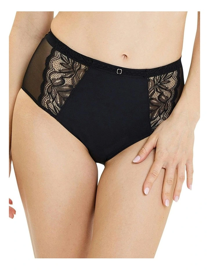 Suzan Lace & Microfiber High Waist Brief in Black image 1