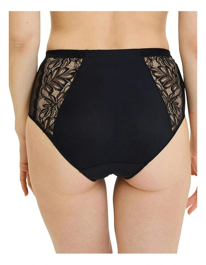Suzan Lace & Microfiber High Waist Brief in Black image 2