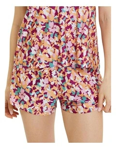 Suzan Fantaisy Floral Print Pyjama Short With Lace in Fuchsia Flowers