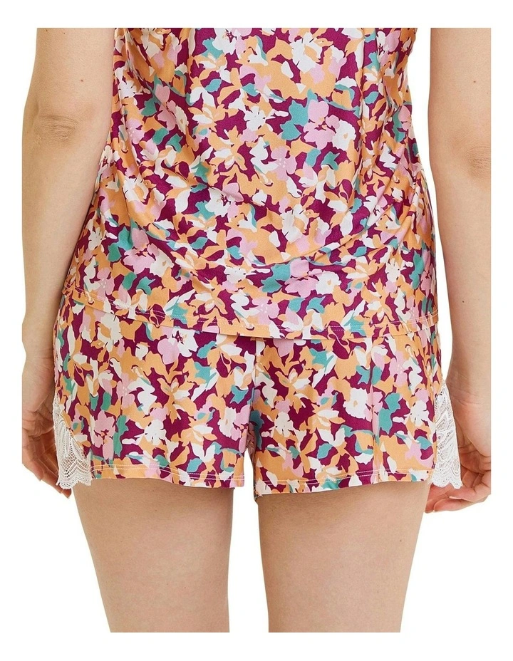 Suzan Fantaisy Floral Print Pyjama Short With Lace in Fuchsia Flowers image 2