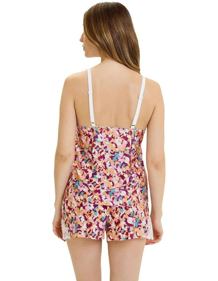 Suzan Fantaisy Floral Print Pyjama Short With Lace in Fuchsia Flowers image 5