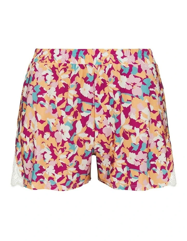Suzan Fantaisy Floral Print Pyjama Short With Lace in Fuchsia Flowers image 7