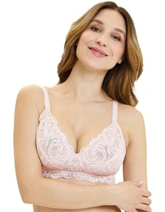 Carla Unpadded Wirefree Lace Bra in Pink Pearl