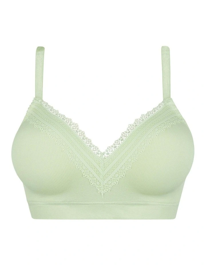 Agathe Comfortable Padded Wirefree Bra with Lace in Tender Green image 7