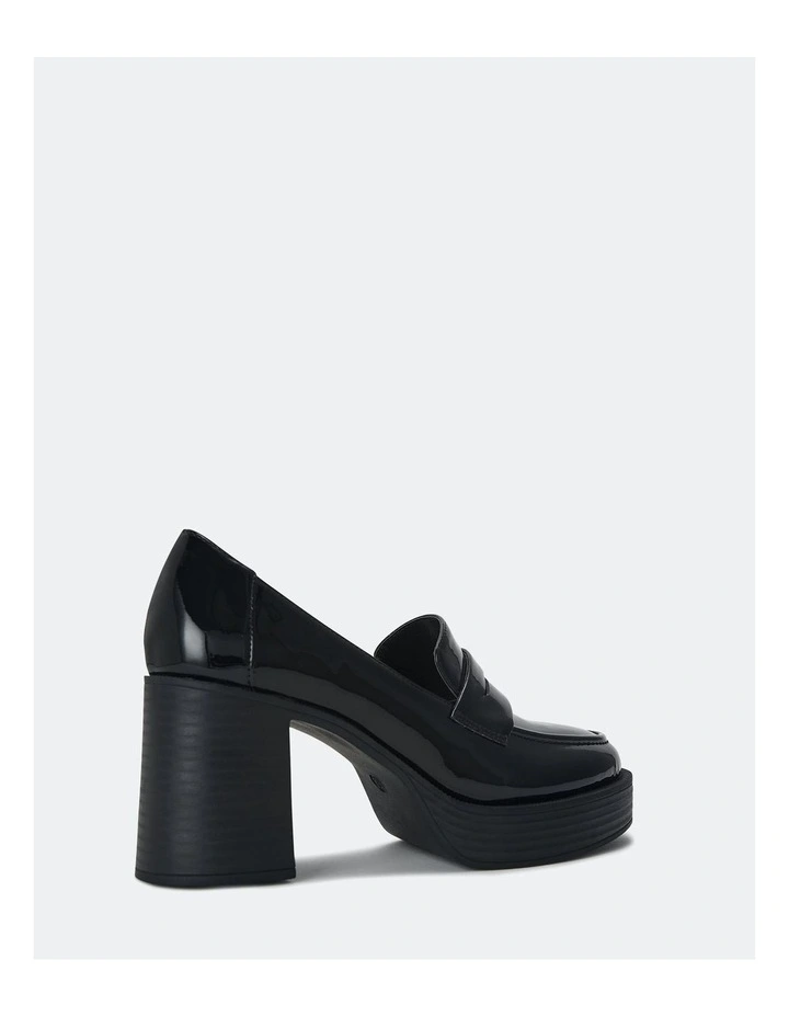Eastan Heeled Loafers in Black Patent