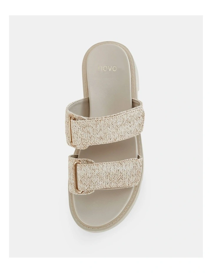Brennan Slide Sandals in Metallic Raffia image 4