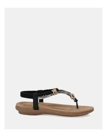 Elsandy T-Strap Sandals in Black
