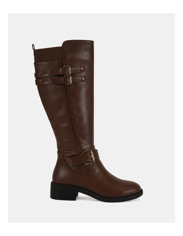 Jewell Zip-Up Long Boots in Brown