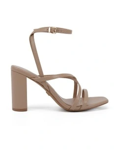 Nara Block Heel Sandal in Beige