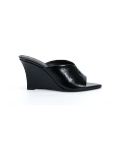 Zapphire Wedge Mule in Black Crinkle
