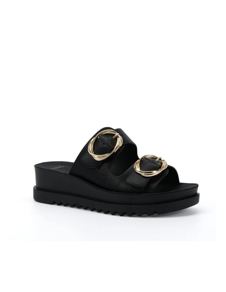 Bounce Wedge Sandals in Black image 2