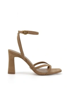 Naira Strappy Heels in Biscoff Suede