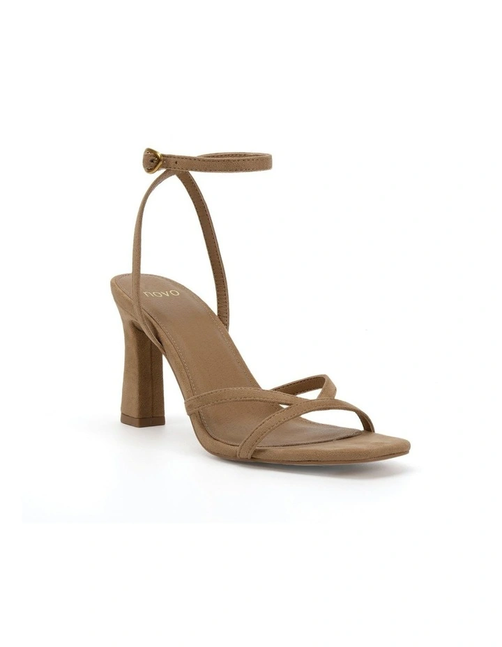 Naira Strappy Heels in Biscoff Suede image 2
