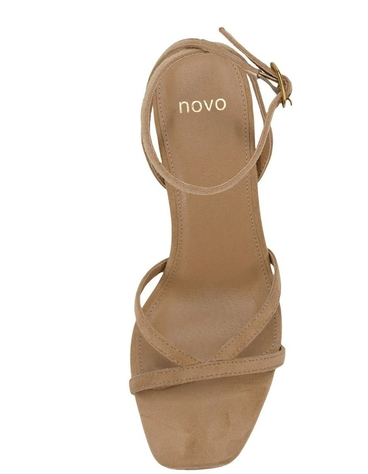 Naira Strappy Heels in Biscoff Suede image 5