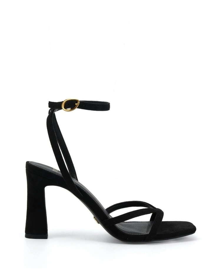 Naira Strappy Heels in Black Suede image 1