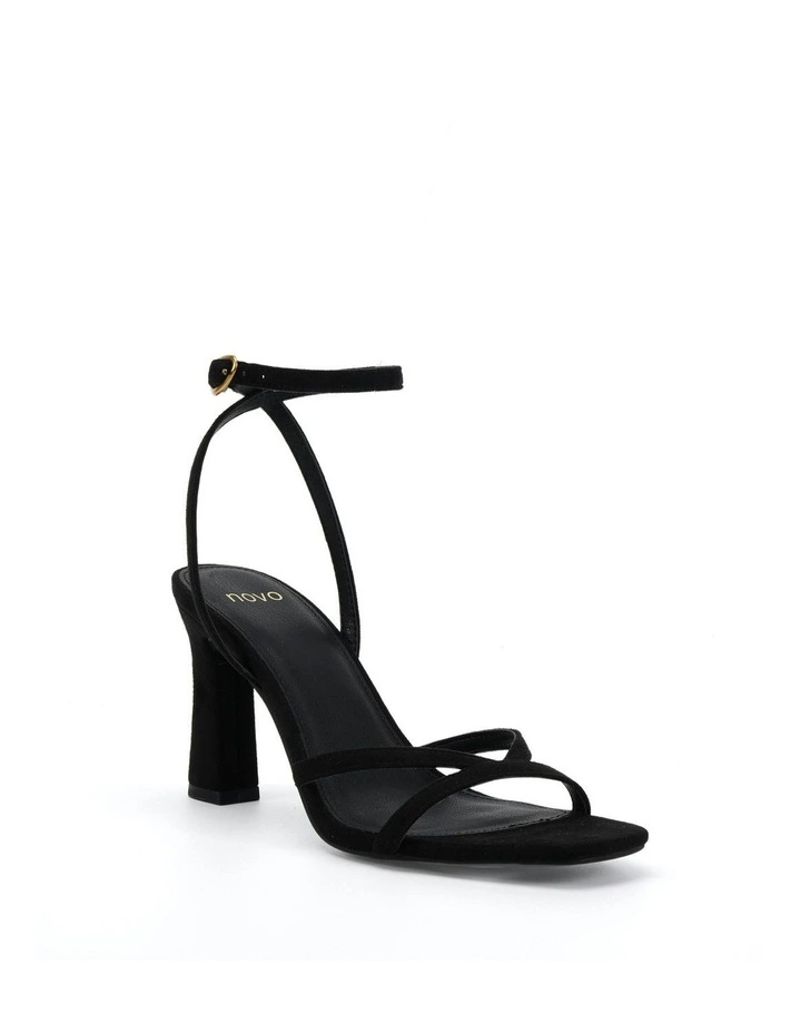 Naira Strappy Heels in Black Suede image 2