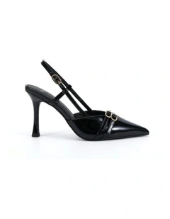 Issoria Court Heels in Black Patent