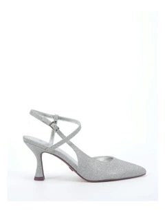 Pagoda Court Heels in Silver