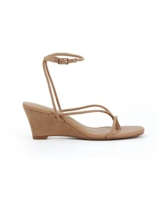 Briony Suede Wedges in Biscoff
