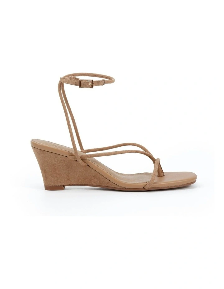 Briony Suede Wedges in Biscoff image 1