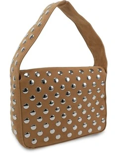 Aziel Suede Shoulder Bag in Biscoff