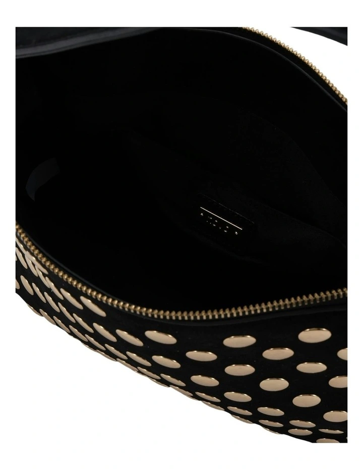 Aziel Suede  Shoulder Bag in Black image 2
