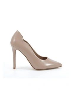 Inisa Court Neutral Patent Heels Pump in Beige