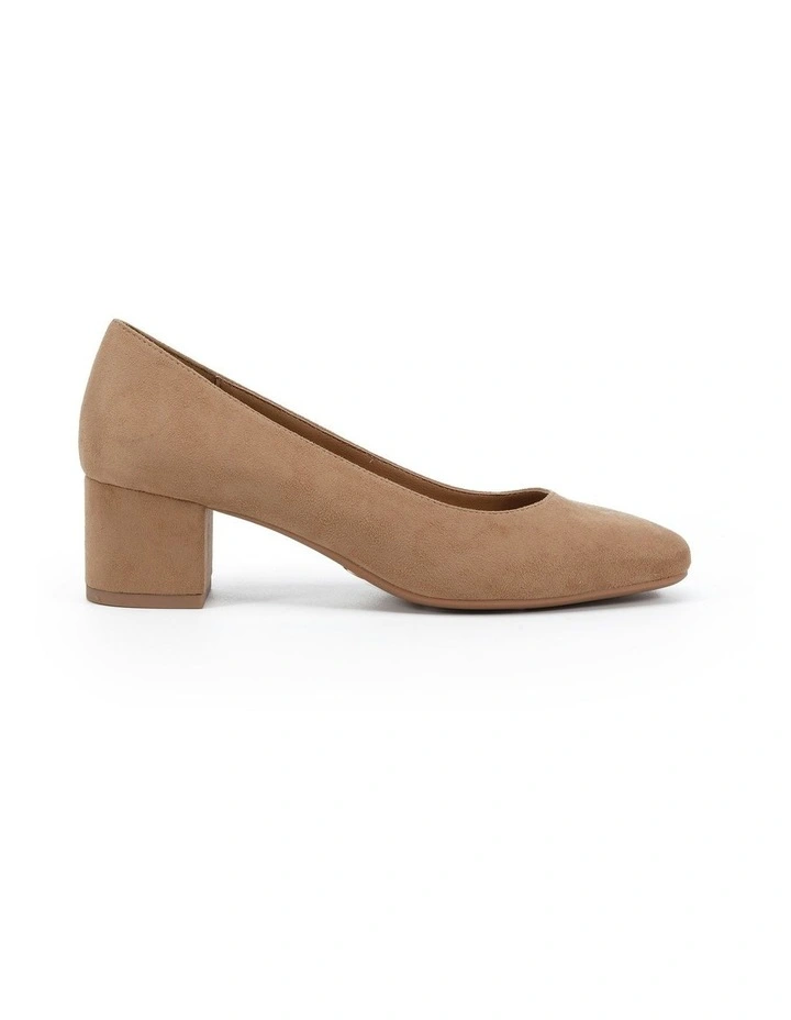 Isabell Block Court Heels in Biscoff Suede image 1