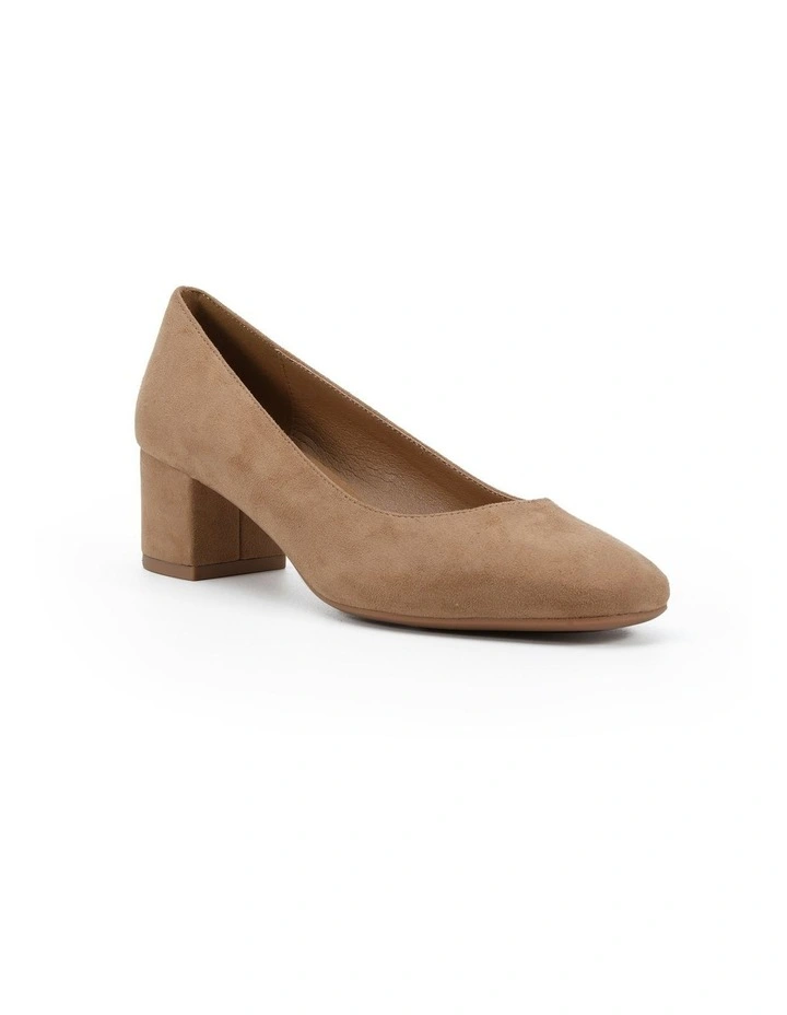 Isabell Block Court Heels in Biscoff Suede image 2
