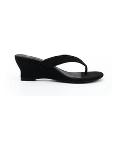 Zepher Thong Wedges in Black Suede