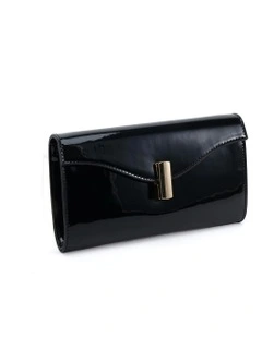 Alysse Clutch in Black Patent