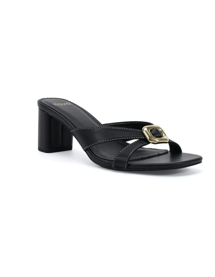 Finnegan Block Open Toe Heels in Black image 2