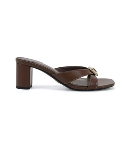 Finnegan Block Open Toe Heels in Milk Chocolate