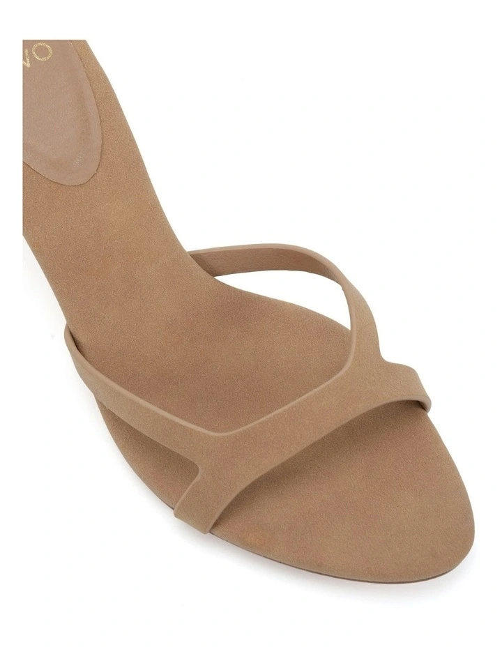 Viv Open Toe Heels in Camel Nubuck image 4