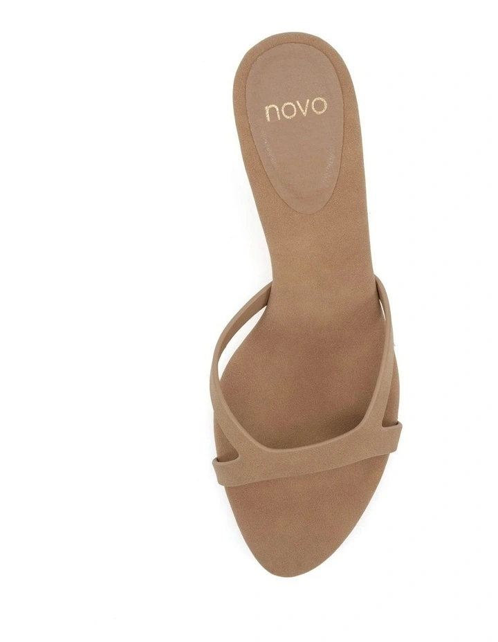 Viv Open Toe Heels in Camel Nubuck image 5