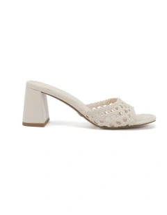 Yuna Mule Block Heels in White