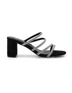 Payson Open Toe Block Heels in Black