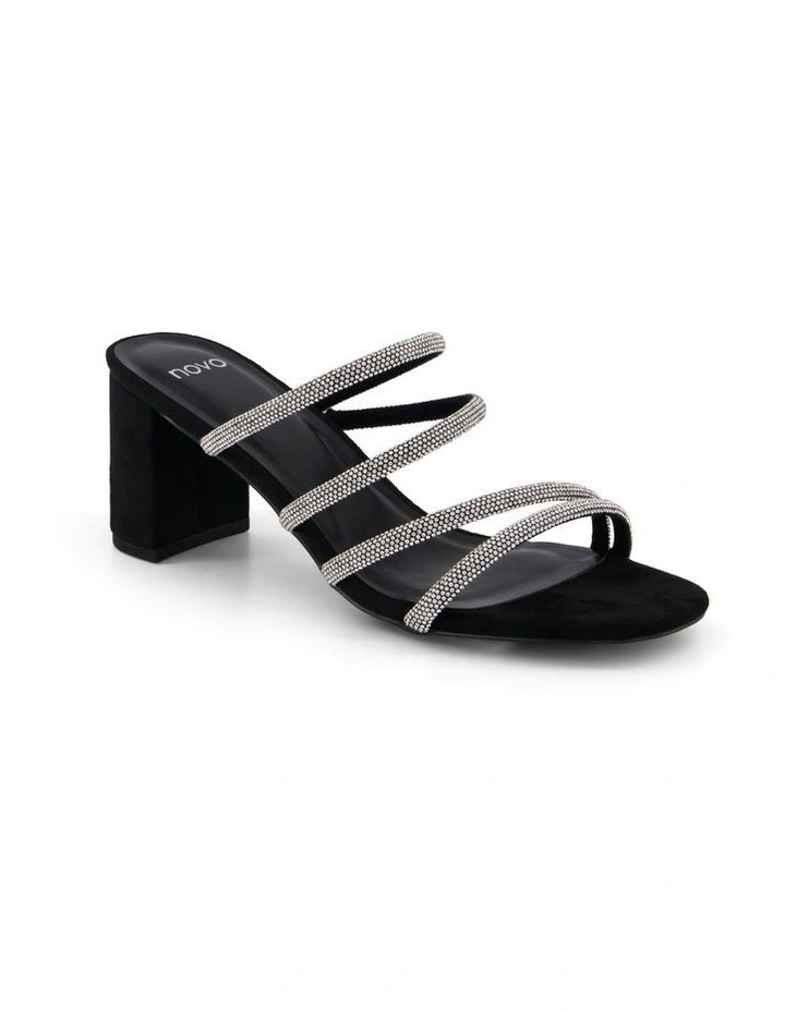 Payson Open Toe Block Heels in Black image 2