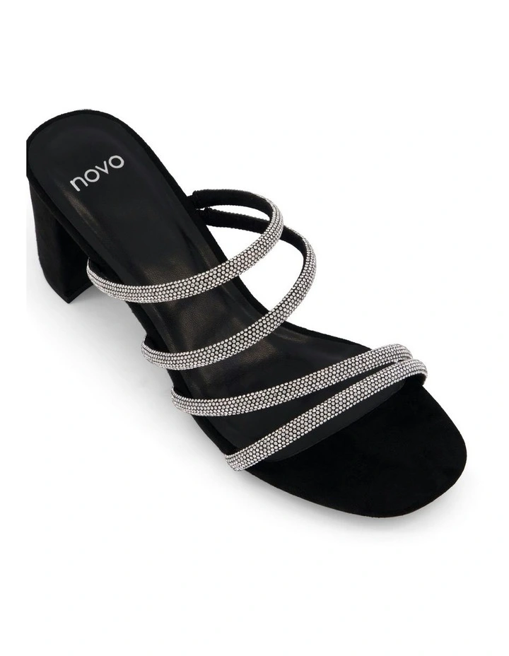 Payson Open Toe Block Heels in Black image 3