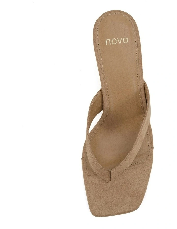 Valence Open Toe Mule Heels in Biscoff Suede image 5