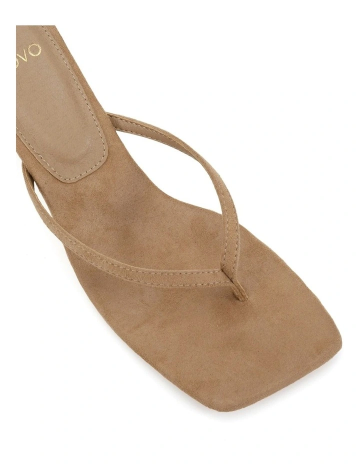 Zania Open Toe Mule Heels in Biscoff Suede image 4