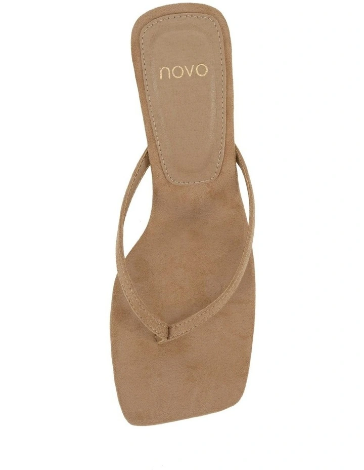 Zania Open Toe Mule Heels in Biscoff Suede image 5