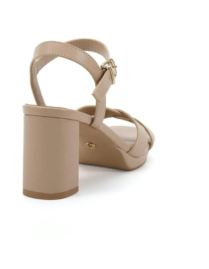 Minny Open Toe Block Heels in Neutral Smooth image 3